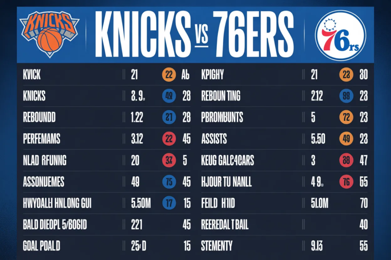 Knicks vs 76ers Match Player Stats